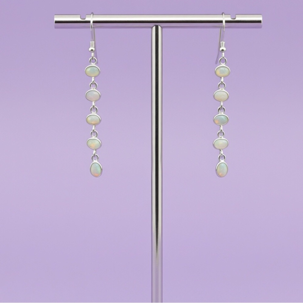 925 Ethiopian Fire Opal  Dangle Earrings